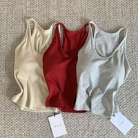 Summer New Sle Sexy Pure Desire Hot Girl Slim Fit Tank Top Women's Padded Sports Bra Vest U-Ne ort Length Cotton Blend - Image 5