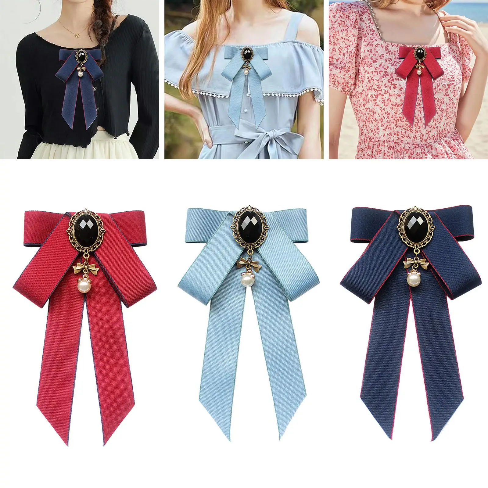 

Bow Tie Ribbon Brooch Pre Tied Bow Tie Costume Accessories Neck Tie Bowknot Shirt Tie Necktie for Student Shirt Blouse Suit DIY