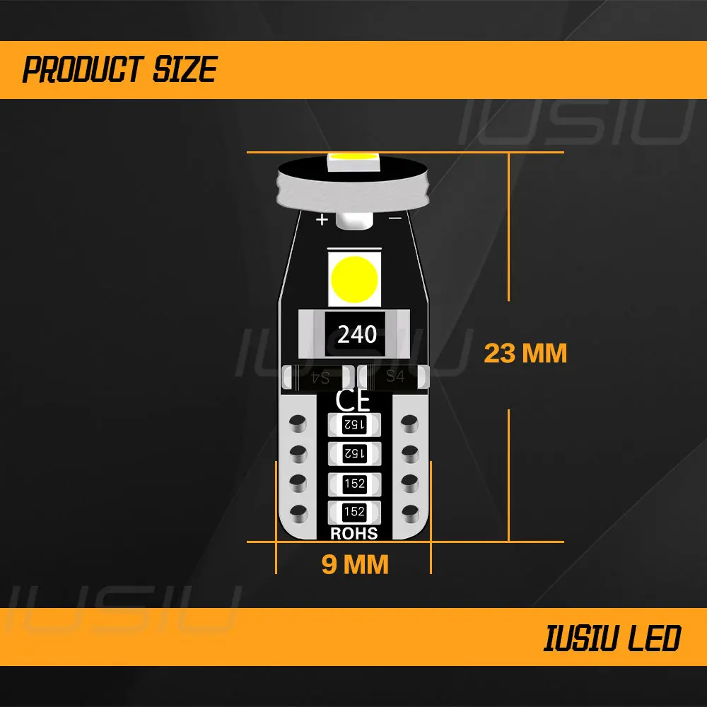 IUSIU 194 LED 전구 3030 주차 조명, 매우 밝은 자동차 인테리어 번호판, 독서 트렁크 돔 신호 램프, 12V, T10, W5W, 2 개