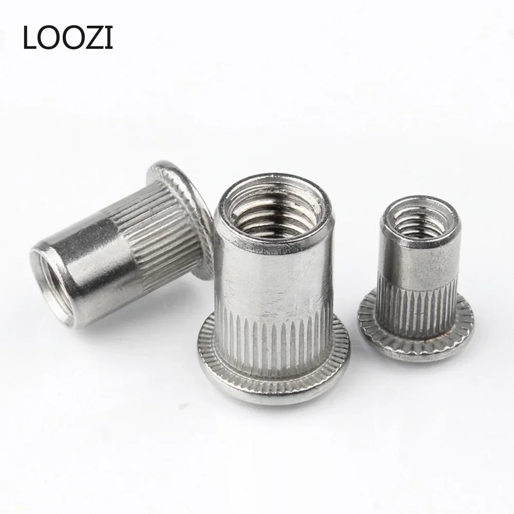 Rivet Nut M3 M4 M5 M6 M8 M10 304 Stainless Steel Flat Head Threaded Nut Vertical Stripe Rivets Insert Nutsert Cap rivet nut