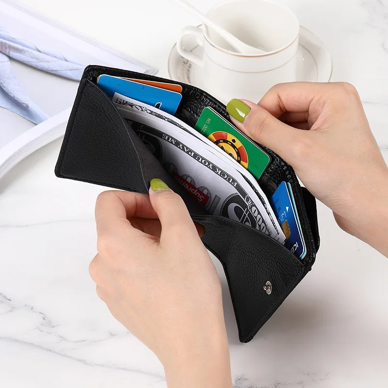 New Women Wallets Short Simple Tri-fold Purses Ladies Multi-card Bags Large-capacity Anti-theft Brush Purse Famale Mini Coin Bag 5