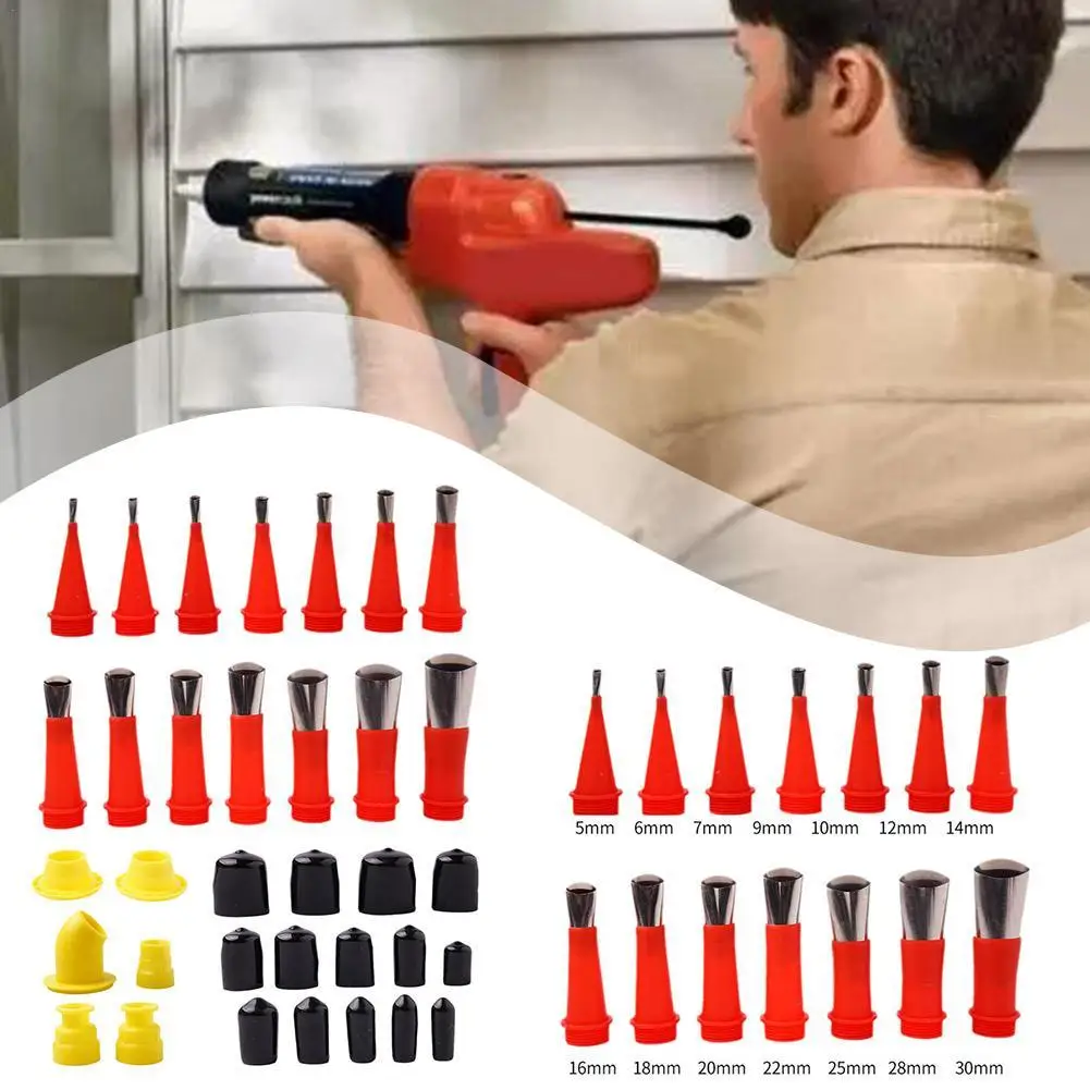 

Universal Integrated Rubber Nozzle Tool Kit - Stainless Steel Caulking Nozzle Coating - Reusable 20 Piece Rubber Nozzle Tool Kit