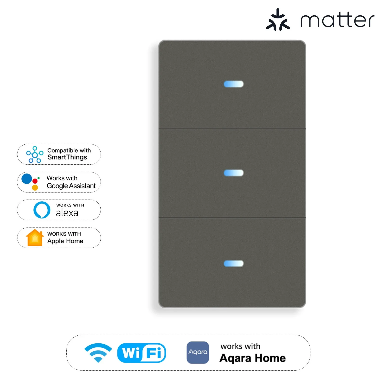 Wifi Smart Home Tuya 118 Type Button Switch App Remote Control Voice Control Home Matter Smart Button Switch Ac110-240v