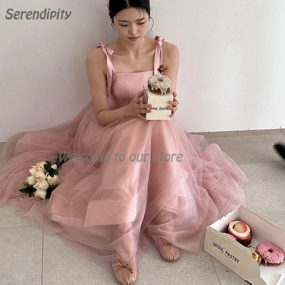 

Serendipity A-Line Evening Dress Floor-Length Simple Style Korea Spaghtti Strap 우아한 여인 Graduation Ceremony Prom Gown For Women