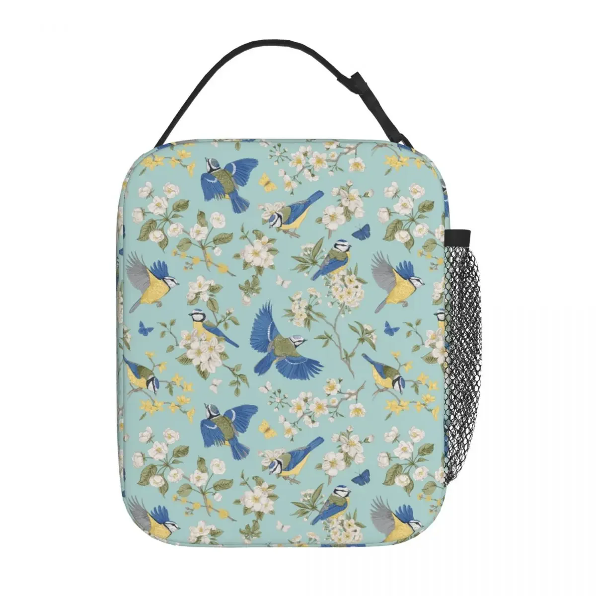 

Beautiful Tits Bird Merch Insulated Lunch Bag for Picnic Blooming Trees Food Storage Bag Reusable Cooler Thermal Lunch Box