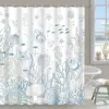 Nautical Coastal Shower Curtains Starfish Seashell Coral Reef Tropical Ocean Beach Marine Life Fabric Bathroom Decor with Hooks 3