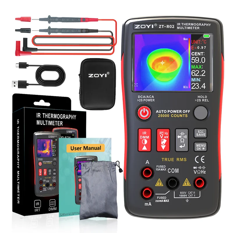 ZOYI ZT- R02 Thermal Imaging Multimeter 2-In-1 Color Screen Professional Digital Multimeter With Infrared Camera, Resolution 240 6