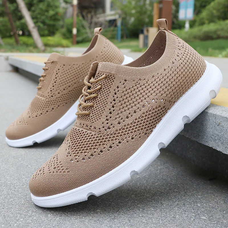 Summer New Lightweight Lace up Casual Men's Shoes Breathable Mesh Lefu Shoes Men's Sports Driving and Walking Shoes