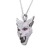 VANAXIN Iced Out Men's Hip Hop Wolf Head Pendant Animal Necklace CZ Zircon Rock Punk Rapper Black Gun Jewelry Gift 6
