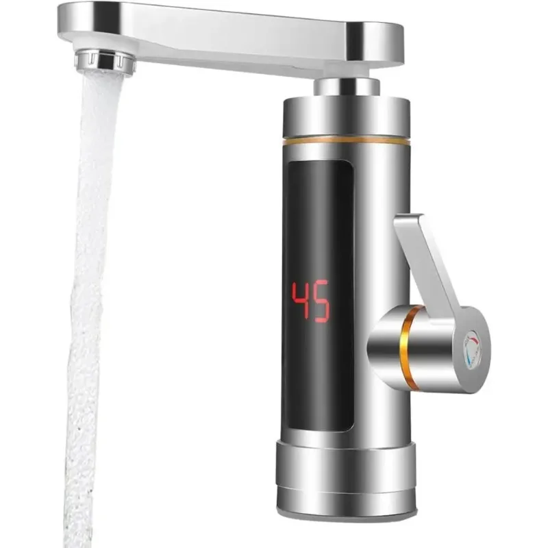 ก๊อกน้ําเครื่องทําความร้อนไฟฟ้าทันที Tankless เครื่องทําน้ําอุ่นแตะ, ก๊อกน้ําร้อนไฟฟ้า, จอแสดงผลอุณหภูมิ LCD, 360 °   ผสม 1