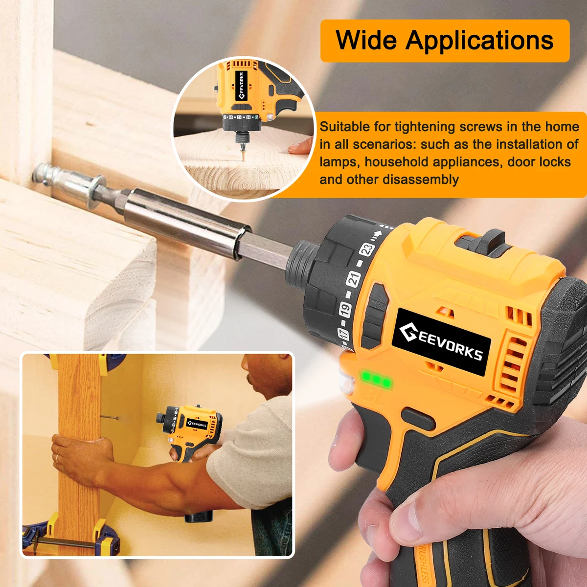 16.8V Lithium Screwdriver 1500rpm 55Nm 2 batteries Torque Multifunctional Repairing Tool Kit Electric Screw Driver — view 4