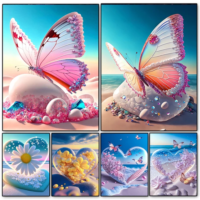 Romantic Beach 5D DIY Diamond Painting Rose Love Landscape Full  Square/Round Diamond Embroidery Butterfly Mosaic Cross Stitch - AliExpress