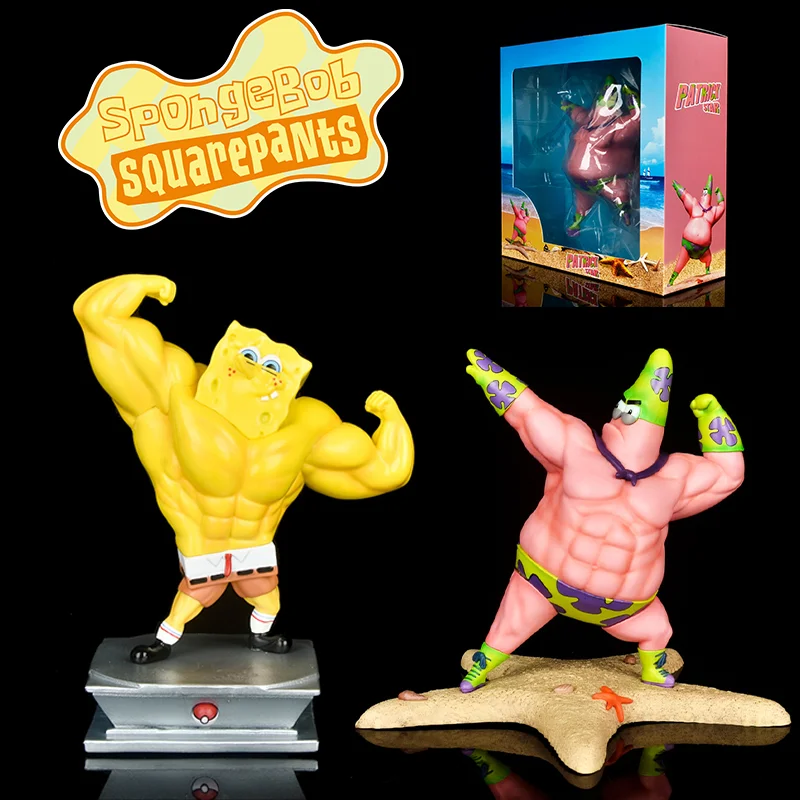 SpongeBob Patrick Star Figure Model Funny Muscle Man Cartoon Anime Figure Bodybuilding Collection Gym Ornaments Toys