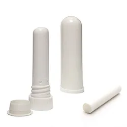10 - Piece Refillable Essential Oil Inhaler Set with Cotton Wicks and Dropper (White)