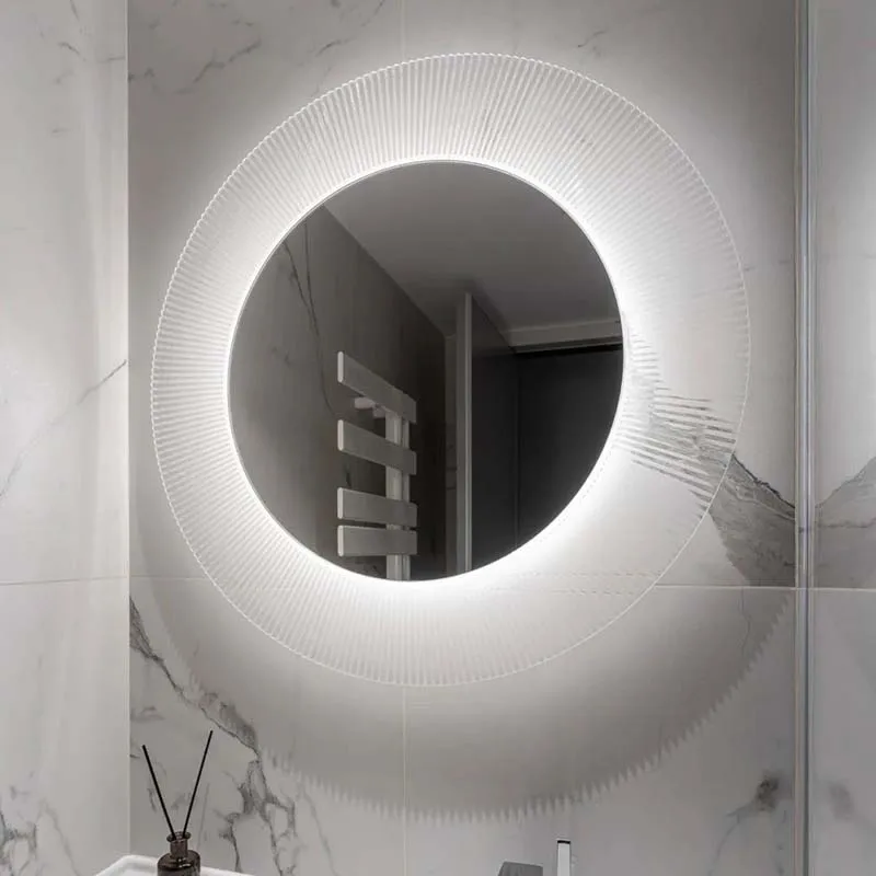 

Acrylic Round Wall Mirror Art White Light Shower Quality Outfits Mirror Nordic Dressing Portable Espejo Pared Furniture Decor
