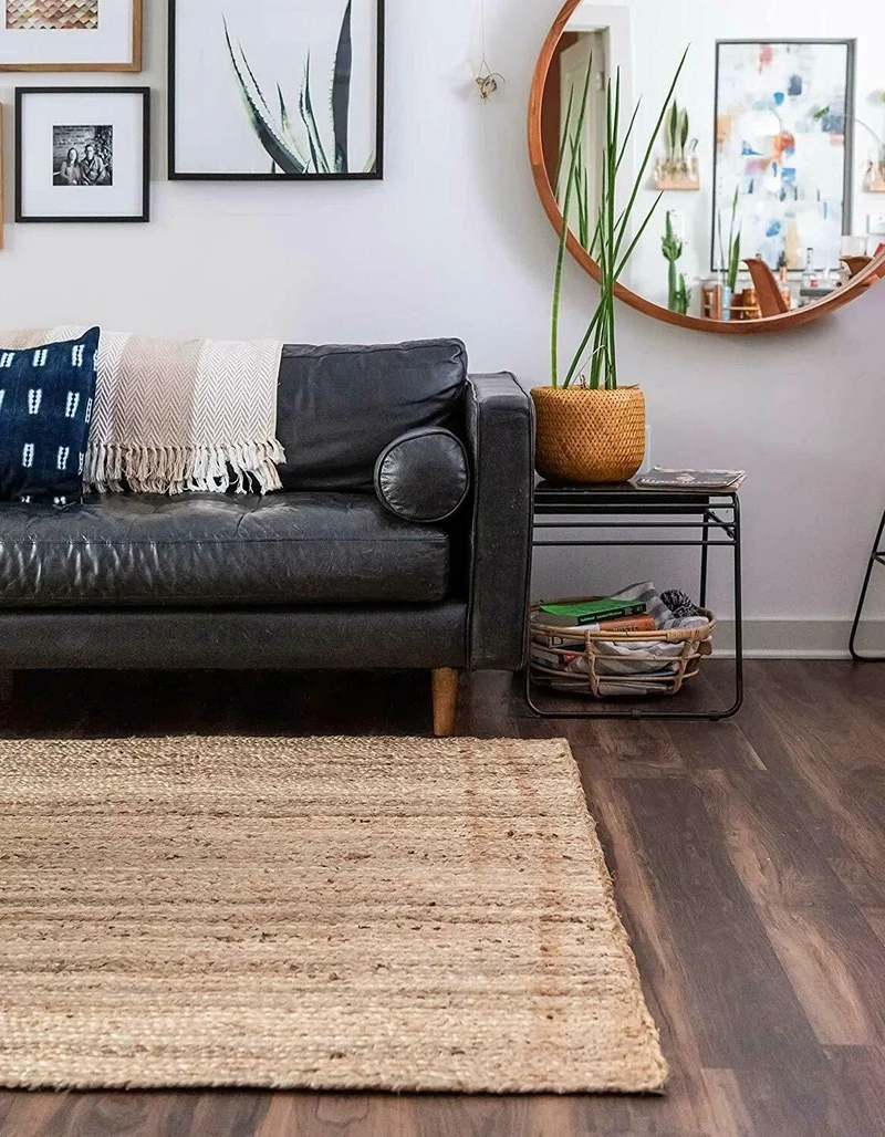 Rug Jute Carpet Rectangle Natural Handmade Runner Rustic Look Braided Style Living Room Decoration Rugs for Bedroom 6