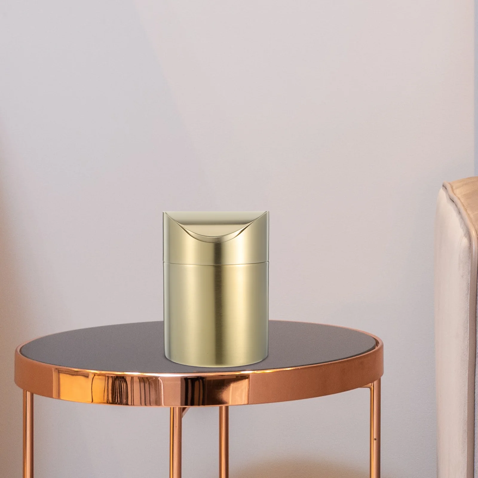 Stainless Steel Trash Can Desk Garbage Container Small Waste Bin Office Bathroom Living Room Metal Waste Paper Basket Car Trash