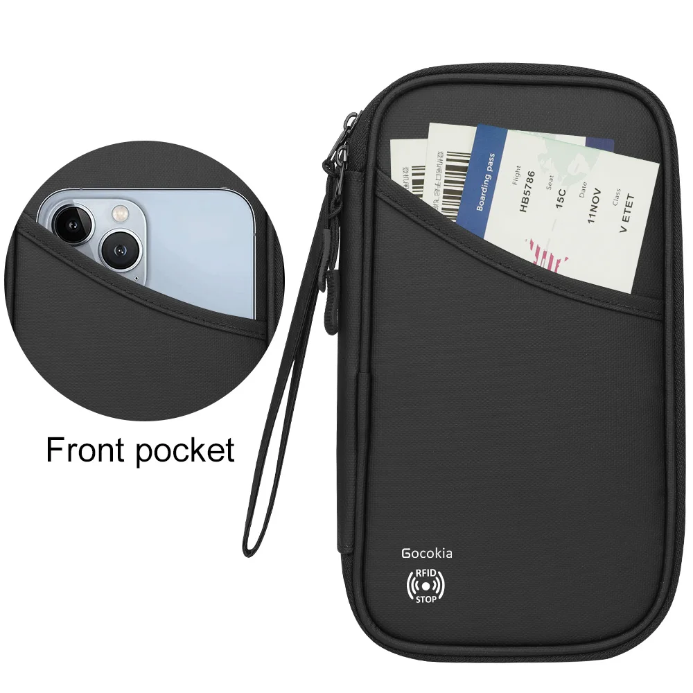 Borsa per passaporto da viaggio Porta famiglia per 5 con RFID, porta carte per passaporto portatile leggero con tracolla - immagine 5