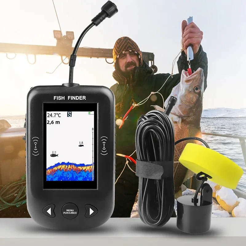Sonar portable pêche Erchang XF03 100m 45 degrés alarme échosondeur transducteur lac mer