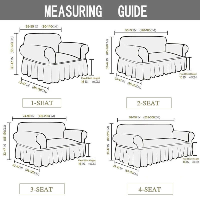 Printed Ruffled Skirt Sofa Covers for Living Room Stretch Couch Cover Sofa Slipcover Furniture Protector Easy Fitted Washable 2