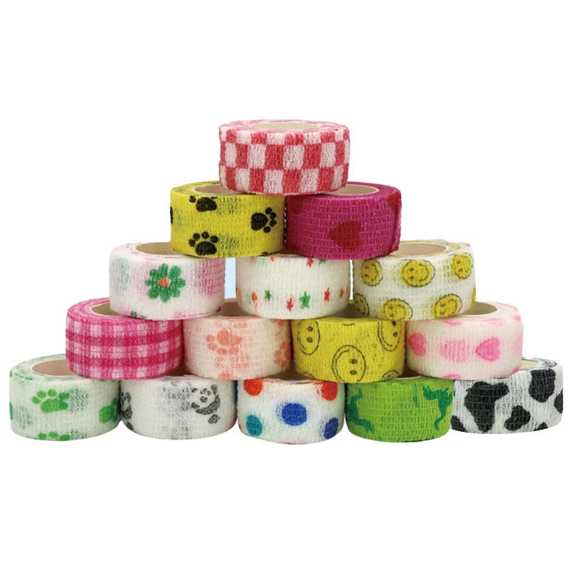 8 Rolls Colorful Printed Self Adhesive Elastic Bandage Wrap Breathable