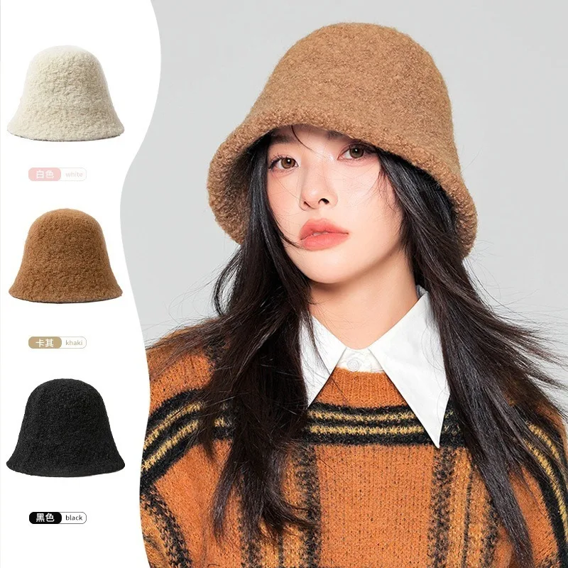 

Autumn and Winter Knitted Fisherman Hat for Children Versatile Japanese Showy Face Small Water Bucket Hat Korean Trend item