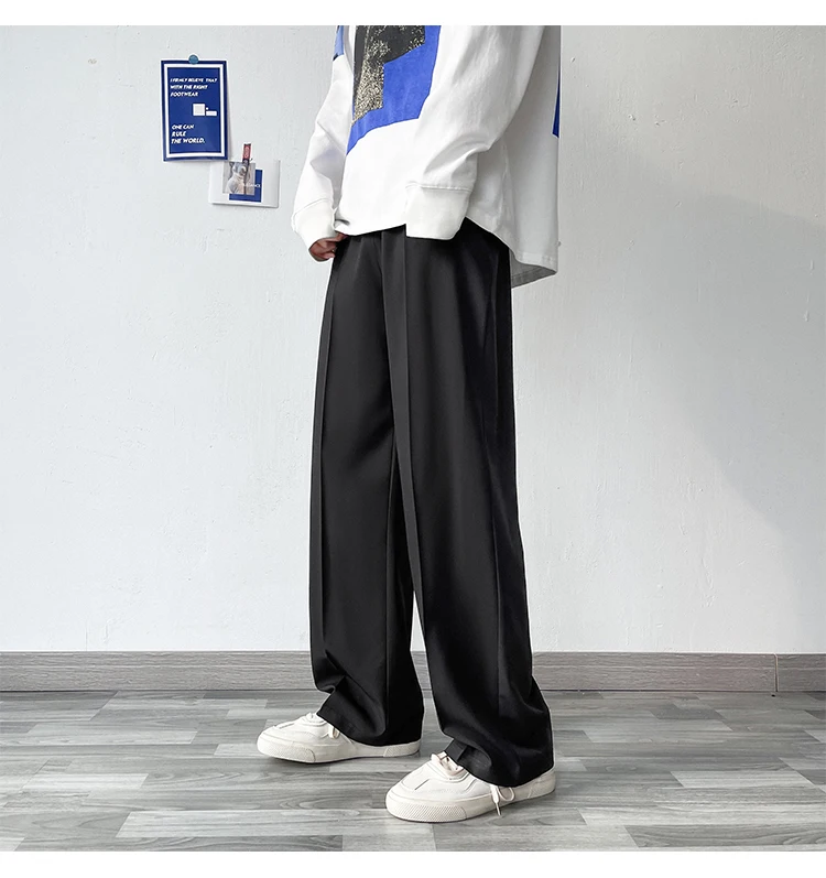 men blazer Gray/Blue/Black Suit Pants Men Fashion Society Mens Dress Pants Korean Loose Straight Wide Leg Pants Mens Formal Trousers M-3XL blazer suit