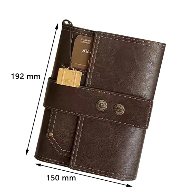 Dreifach gefaltetes Loseblatt-Notizbuch im Retro-Stil, braun, A6, PU-Leder, Reisenplan, Notizblock-Ordner zum Organisieren und Planen – Detail 10