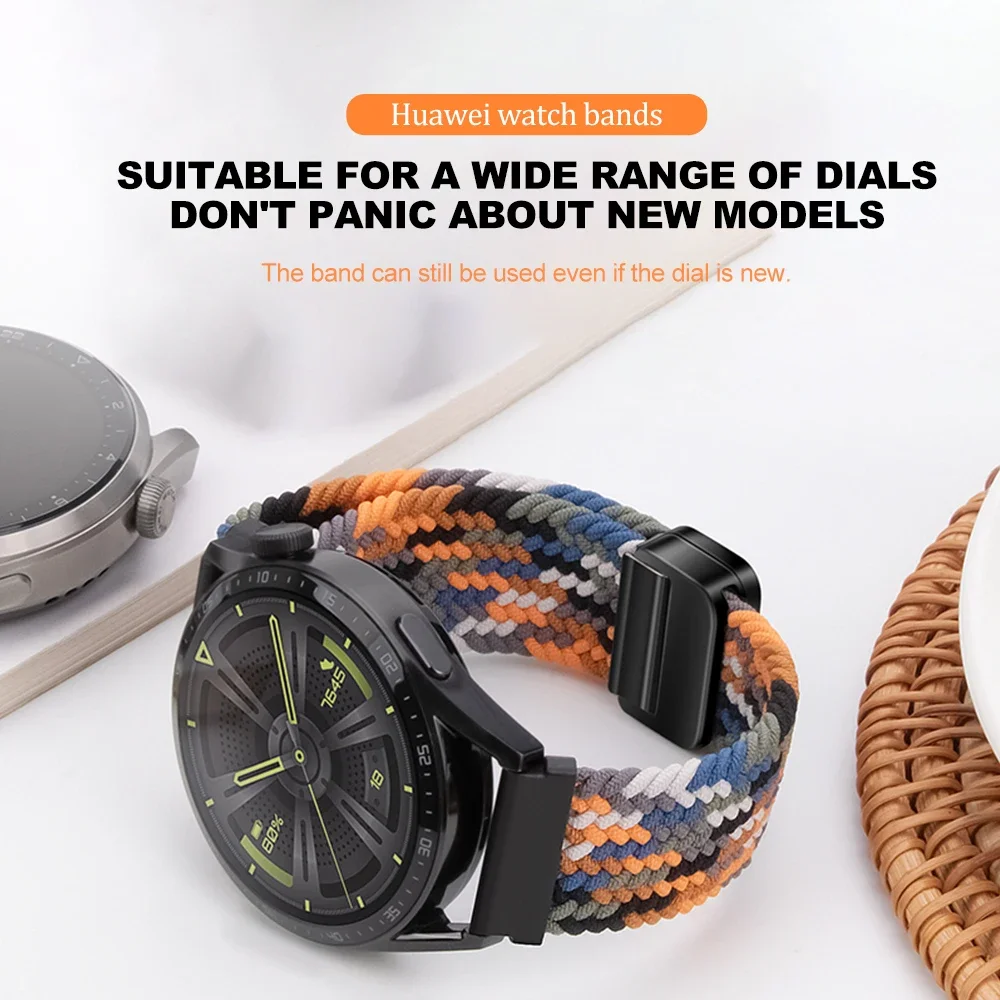 Braided Nylon Loop Strap with Magnetic Buckle, 20mm/22mm - Comfortable Watch Band