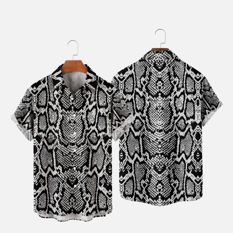 

Men's Fashion Hawaiian Shirts Animal Stripes 3D Print Cozy Casual One Button Shirts Short Sleeve Beach Oversized Clothes 13