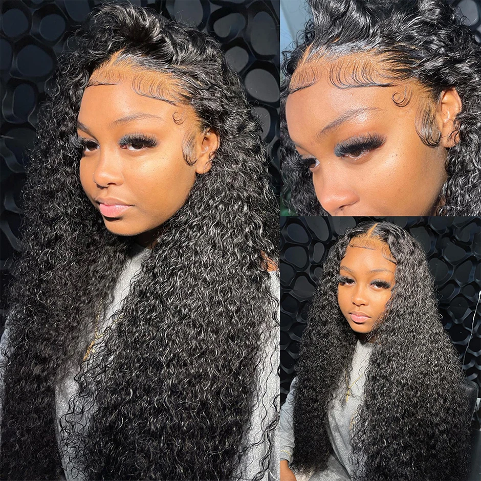 Mongolian Kinky Curly Wigs 13x6 HD Transparent Lace Frontal Human Hair Wigs Deep Curly Lace Front For Women Cheap