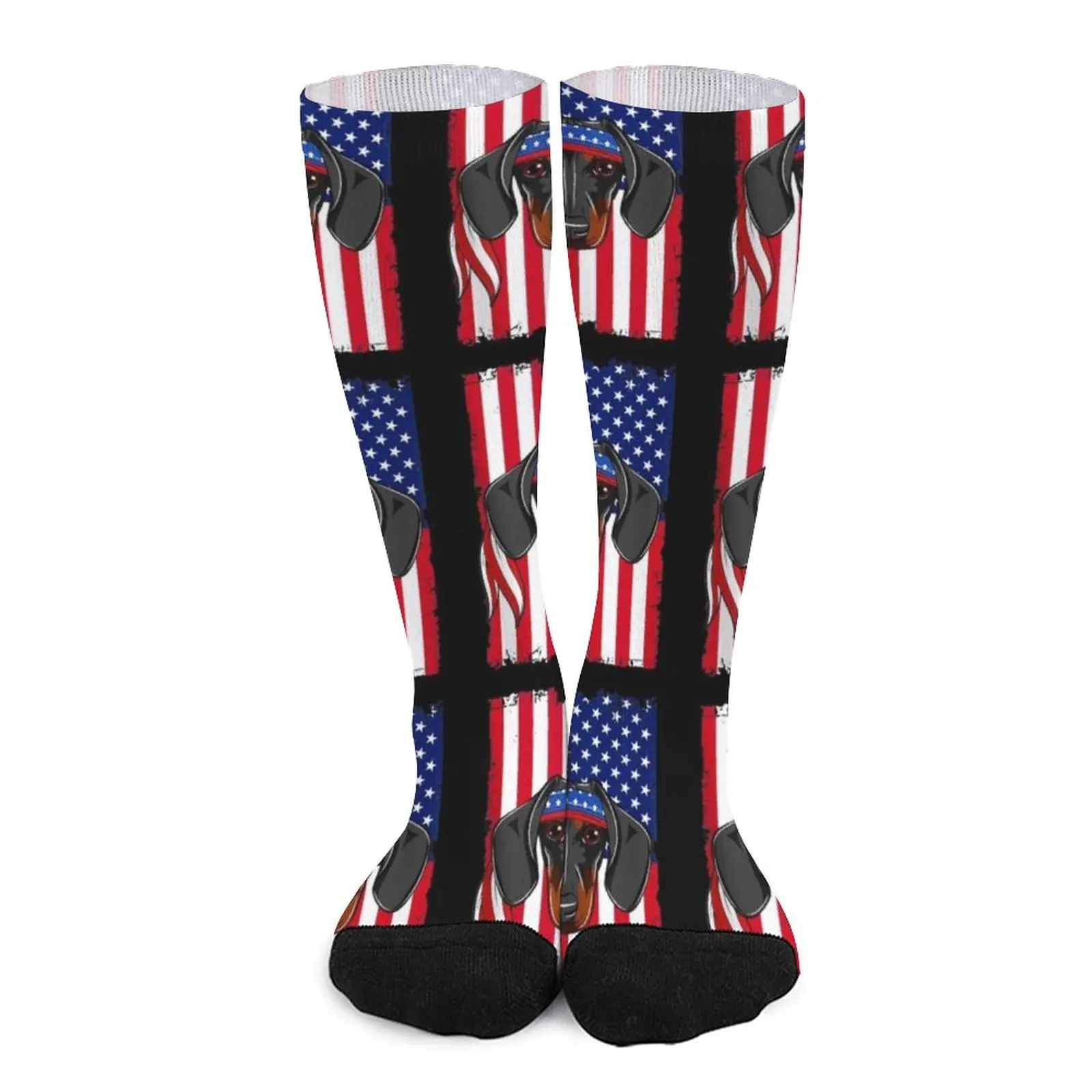 Dachshund Dog American Flag Patriotic 4th of July Socks hockey Novelties