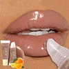 Nude Brown Plumping Lip Gloss Moisturising Fruit Lip Oil Transparent Fullness Lips Tint Soft Tube Makeup Applicator Beauty Care 1