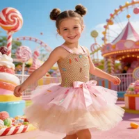 Robe Tutu arc-en-ciel pour filles, crème glacée douce, thème bonbon, fête d'anniversaire, carnaval, Costume pour enfants, tenues de mariage 3