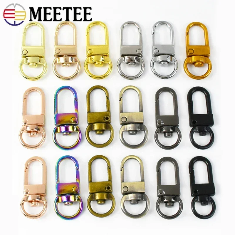 10/20/30Pcs 10mm Meetee 금속 버클 키 체인 핸드백 스트랩 회전 랍스터 걸쇠 Carabiner 스냅 후크 버클 가방 액세서리