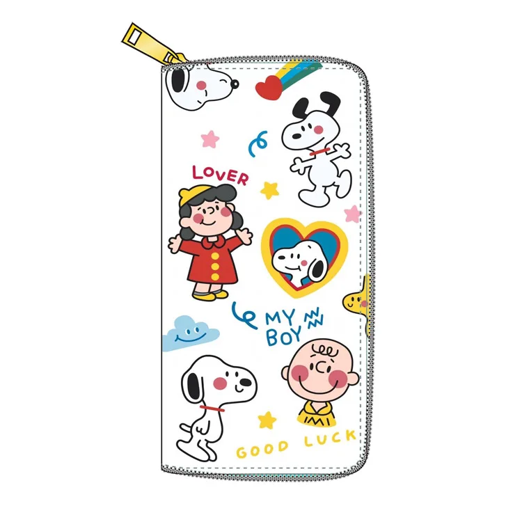 Snoopy New cartoon PU long zipper wallet girl boy coin purse cute card holder clutch storage bag 3