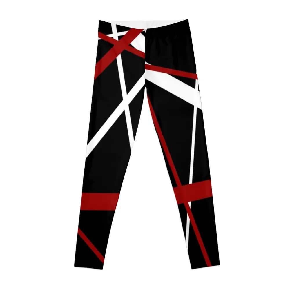 

Red and White Strips Against A Black Background Leggings exercise clothing for Women's fitness Womens Leggings