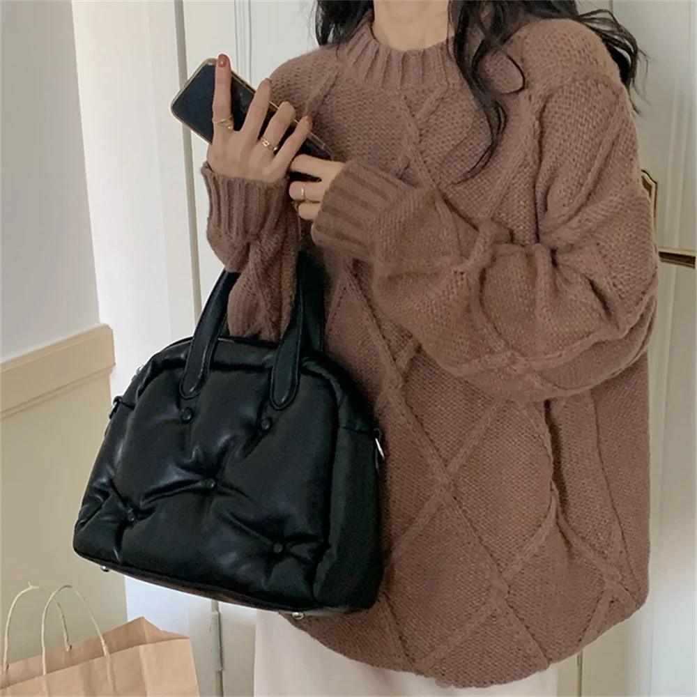 

PLAMTEE Mid-Length Sweaters Outwear Women Straight Loose Chic Pullovers 2022 Elegant New Solid Autumn Casual OL Office Lady