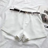 ITOOLIN Casual Women's Shorts A-line High Waist Short Chic Office Lady Shorts With Belted Vintage Female Trousers Spring Summer - White5