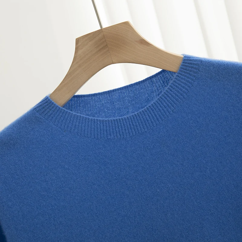 2024 Classic Seamless Pullover Men Knitted Pure Wool Sweater Round neck Short sleeve Medium thick style Soft warmth Anti-pilling 2