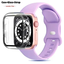 Stylish Silicone Bracelet for Apple Watch - Glass Case with Watchbands (Lavender clear 20)