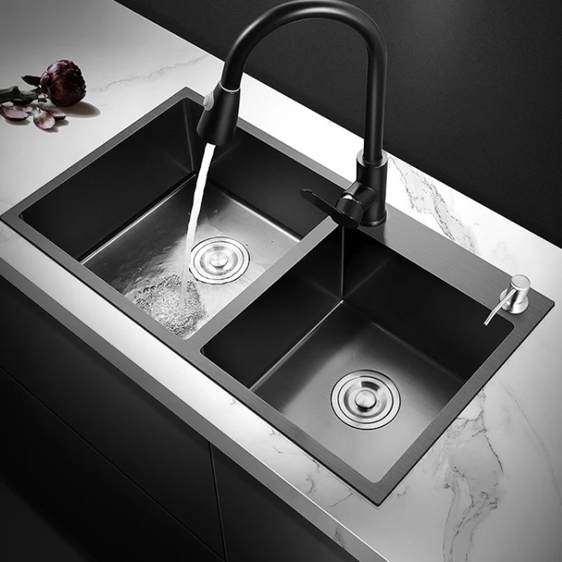 Kitchen Sink Kitchen Accessories 304 Stainless Steel Nano Kitchen Sink Vegetable Wash Basin For Home Fixture Faucet Drain Accessories Topmount