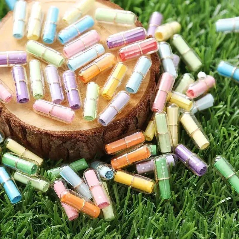 100Pcs Mini Message Capsules Blank Notes Pill With Roll Paper Wish Bottle Transparent Capsules Wedding Party Valentine's Gift