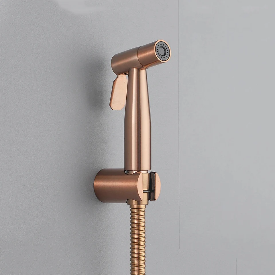 Toilet Bidet Sprayer & Hose & Support Set Brushed Gold Handheld Bidet Tap Shower Head, Rose Gold, Gun Metal Grey Shattf