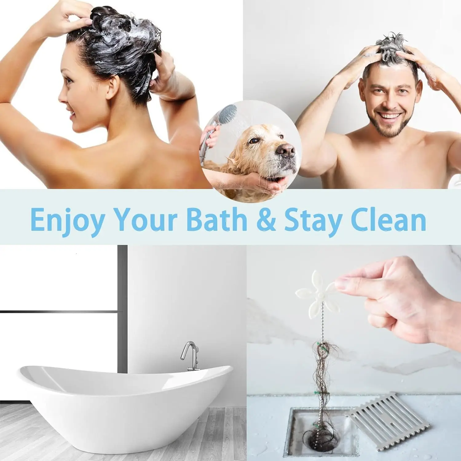 1/5/10Pcs Flower Shape Shower Drain Sink Remover Hair Filter Chain Hook Catcher Strainer Hair Snare for Bathroom Kitchen Bathtub 4