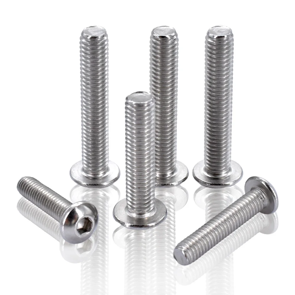 M2 M2.5 M3 M4 M5 M6 M8 304 Stainless Steel Knob Hexagon Socket Button Head Screws Allen Furniture Bolts Ship Car Screws L=3-60mm