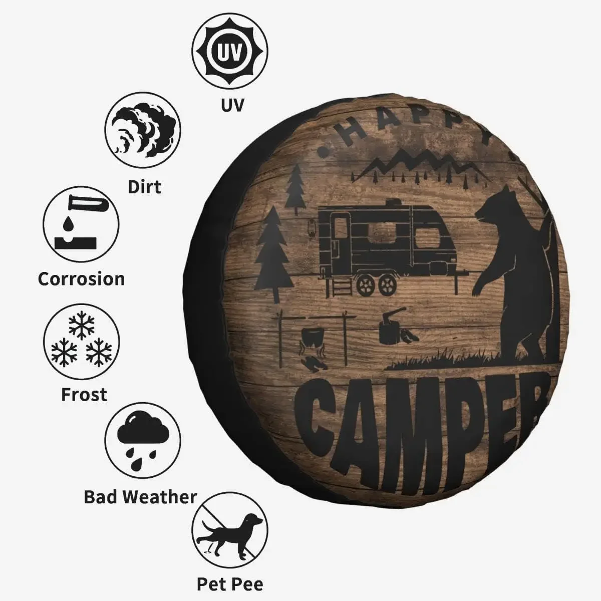 Abstract Tree Elk Spare Tire Cover - Waterproof Dust-Proof Universal Fit For Trailer, RV, SUV - View #14