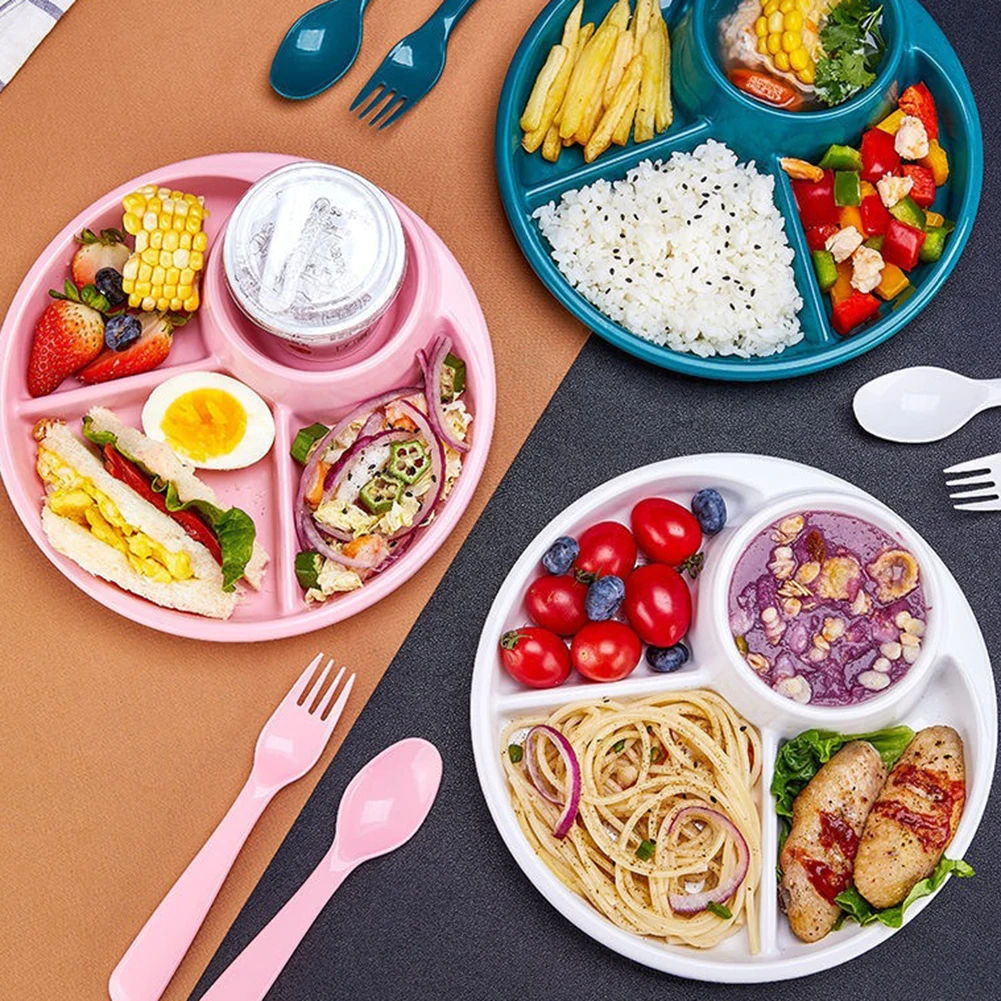 Dinner Plates Divided Table Plate Plates Slimming Meal Quantitative Plate For Household Plastic Three Grids For Children Adults