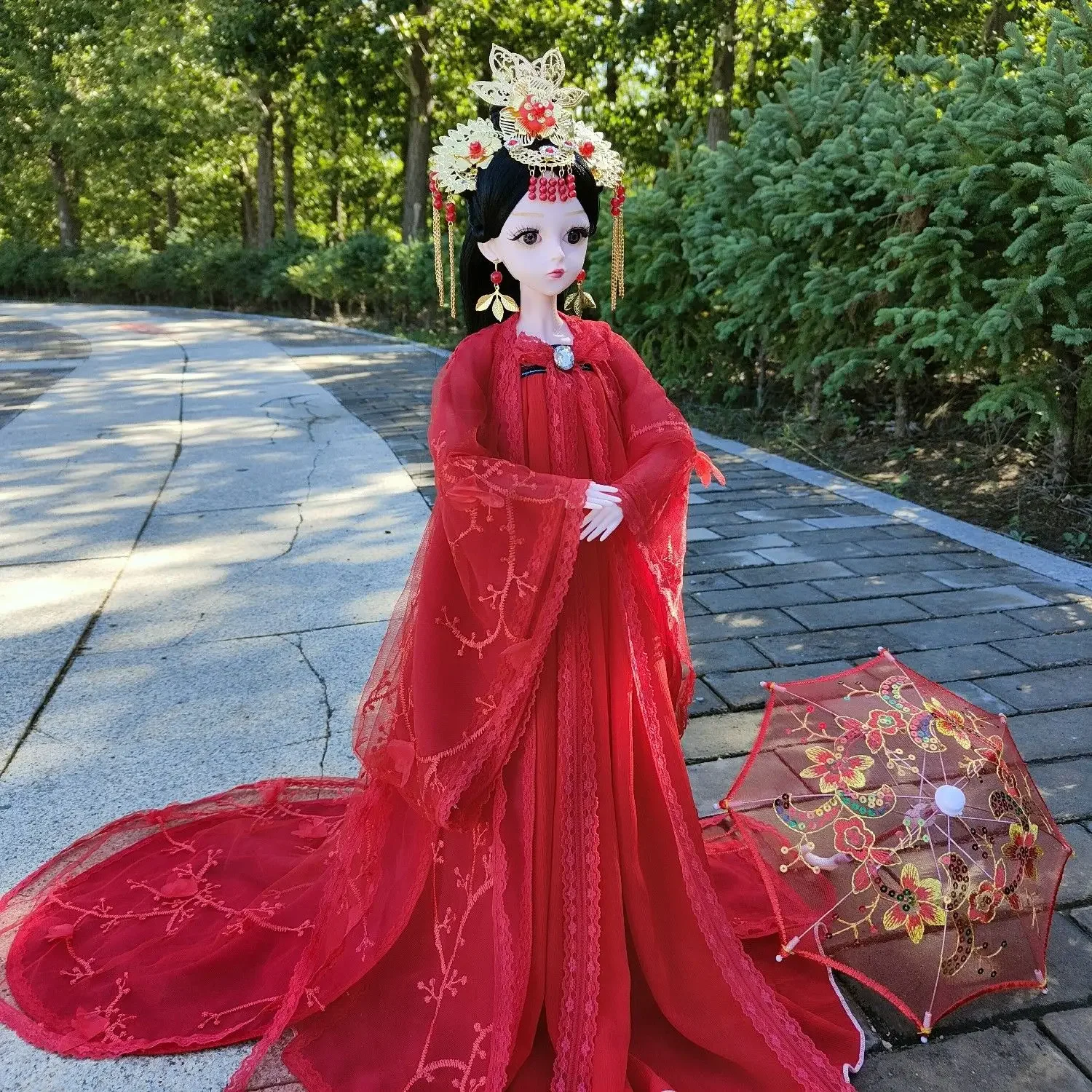 

New 60cm Bjd Doll Full Set 1/3 Chinese Antique Costume Classical Hanfu Clothing Girl Princess Birthday Gift Beautiful Toy