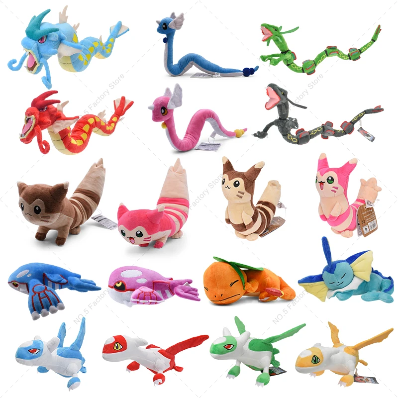 Pokemon Plush Dragonair Gyarados Rayquaza Furret Kyogre Mew Psyduck Figures Cartoon Dragon Stuffed Animal Peluche Doll Kids Gift latias pokemon latios lapras plush toy legendary anime peluche doll pikachu riding latios lapras stuffed kawaii dragon doll gift